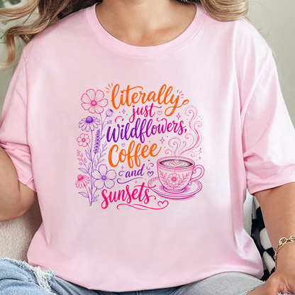 Wildflowers Coffee Sunsets Graphic Tee
