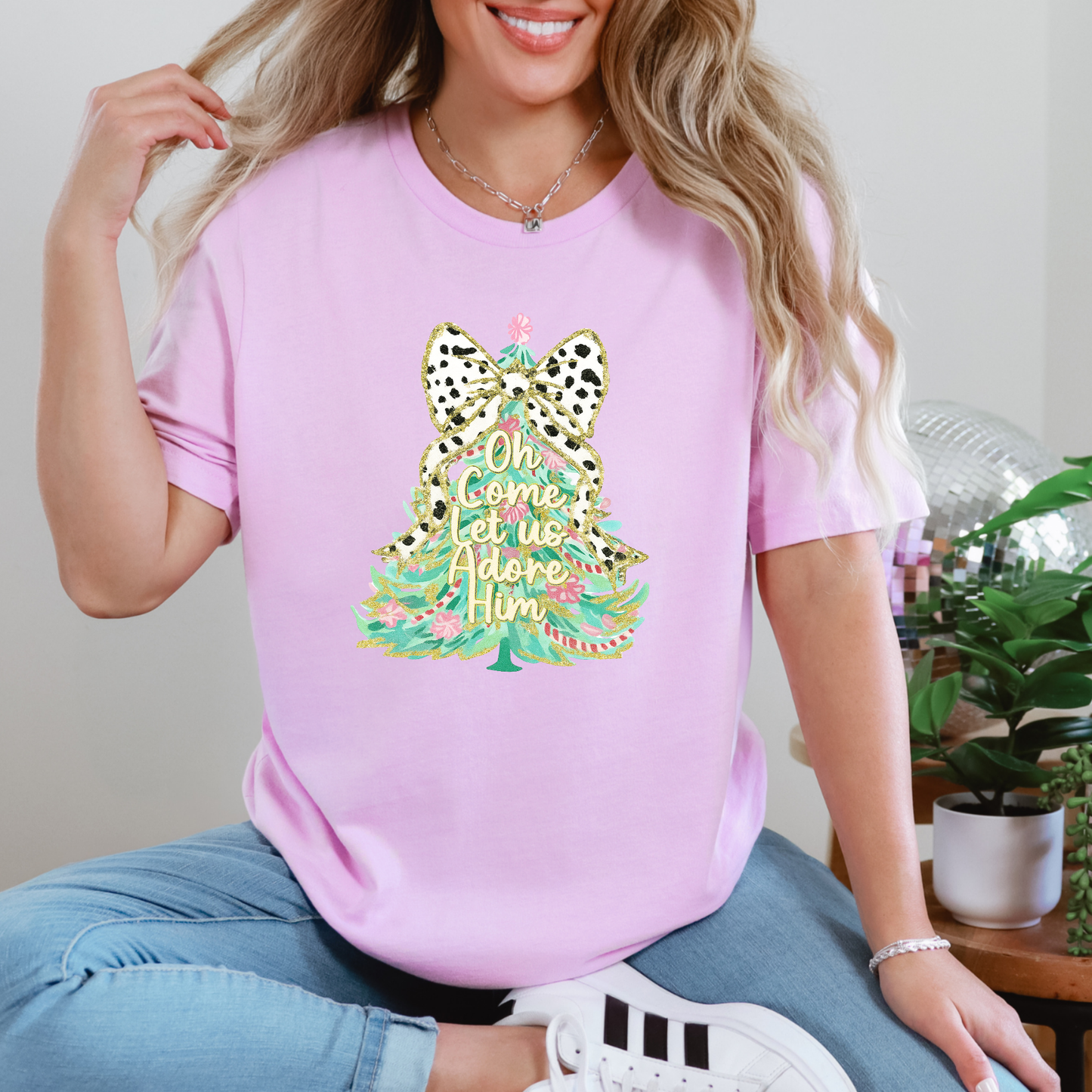 Let us Adore Him Bow Graphic Tee
