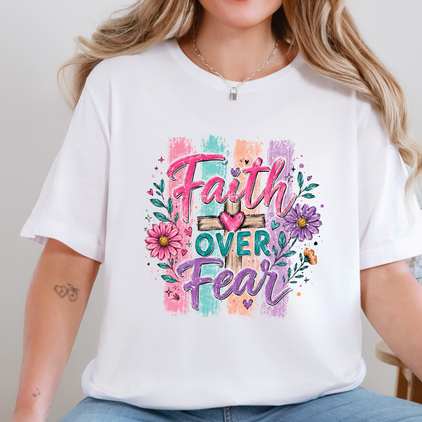 Faith Over Fear Purple Graphic Tee