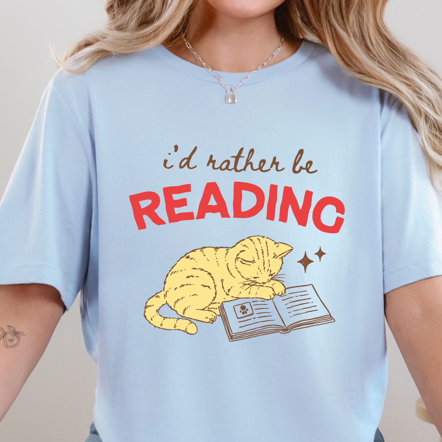 I'd Rather Be Reading Cat Graphic Tee