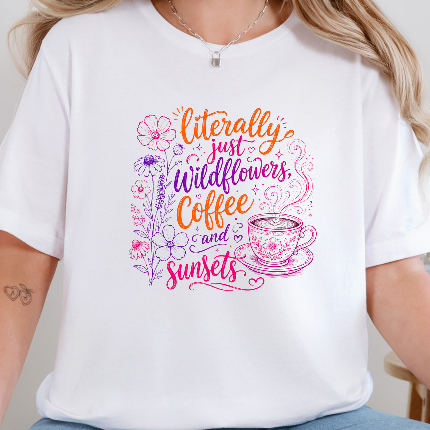 Wildflowers Coffee Sunsets Graphic Tee