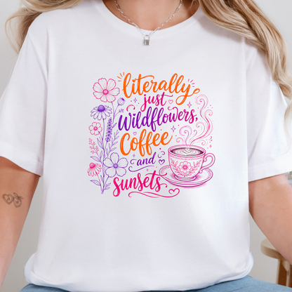 Wildflowers Coffee Sunsets Graphic Tee