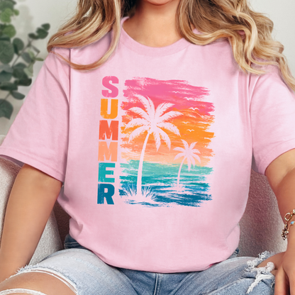Summer Beach Sunset Graphic Tee