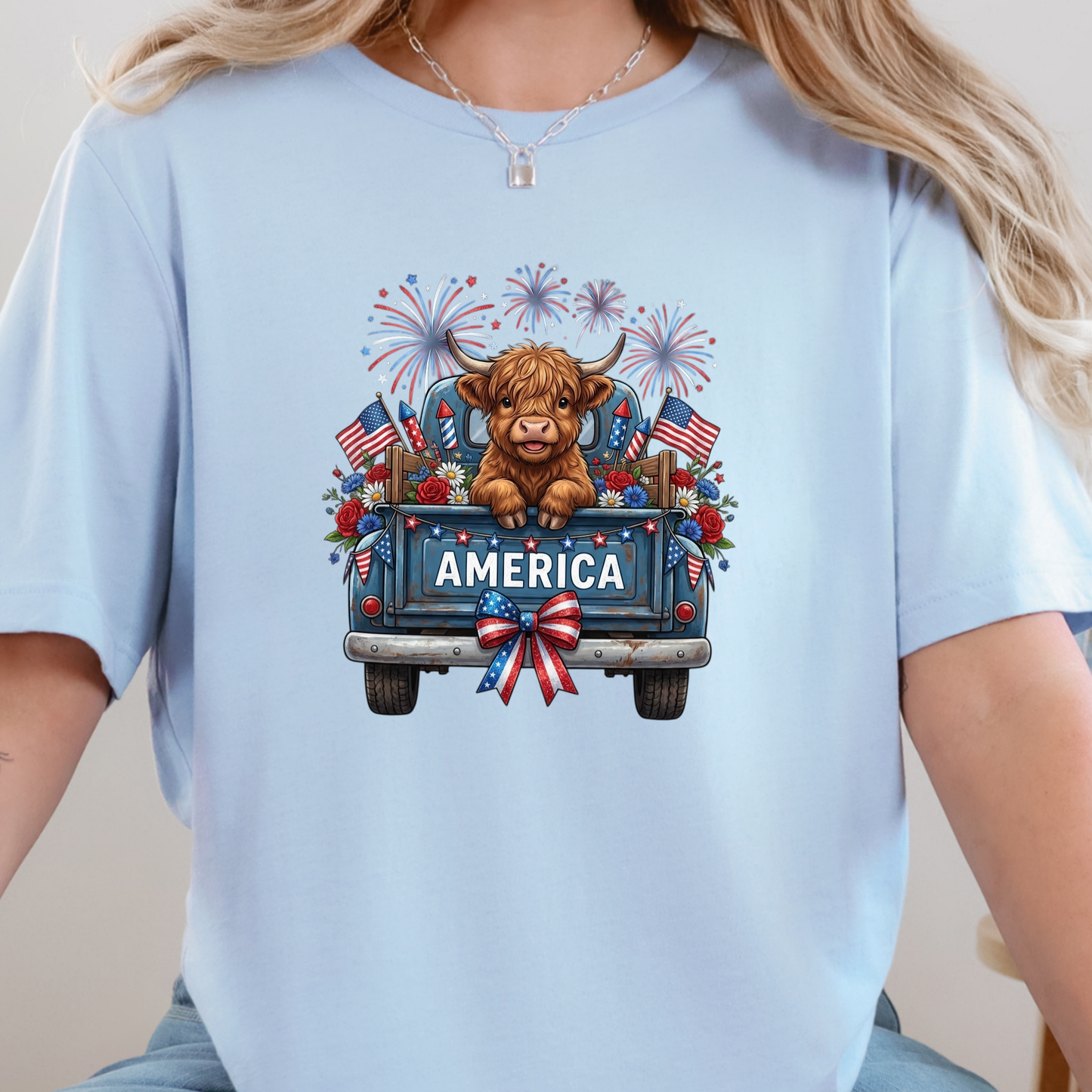 Highland Cow America Truck Graphic Tee