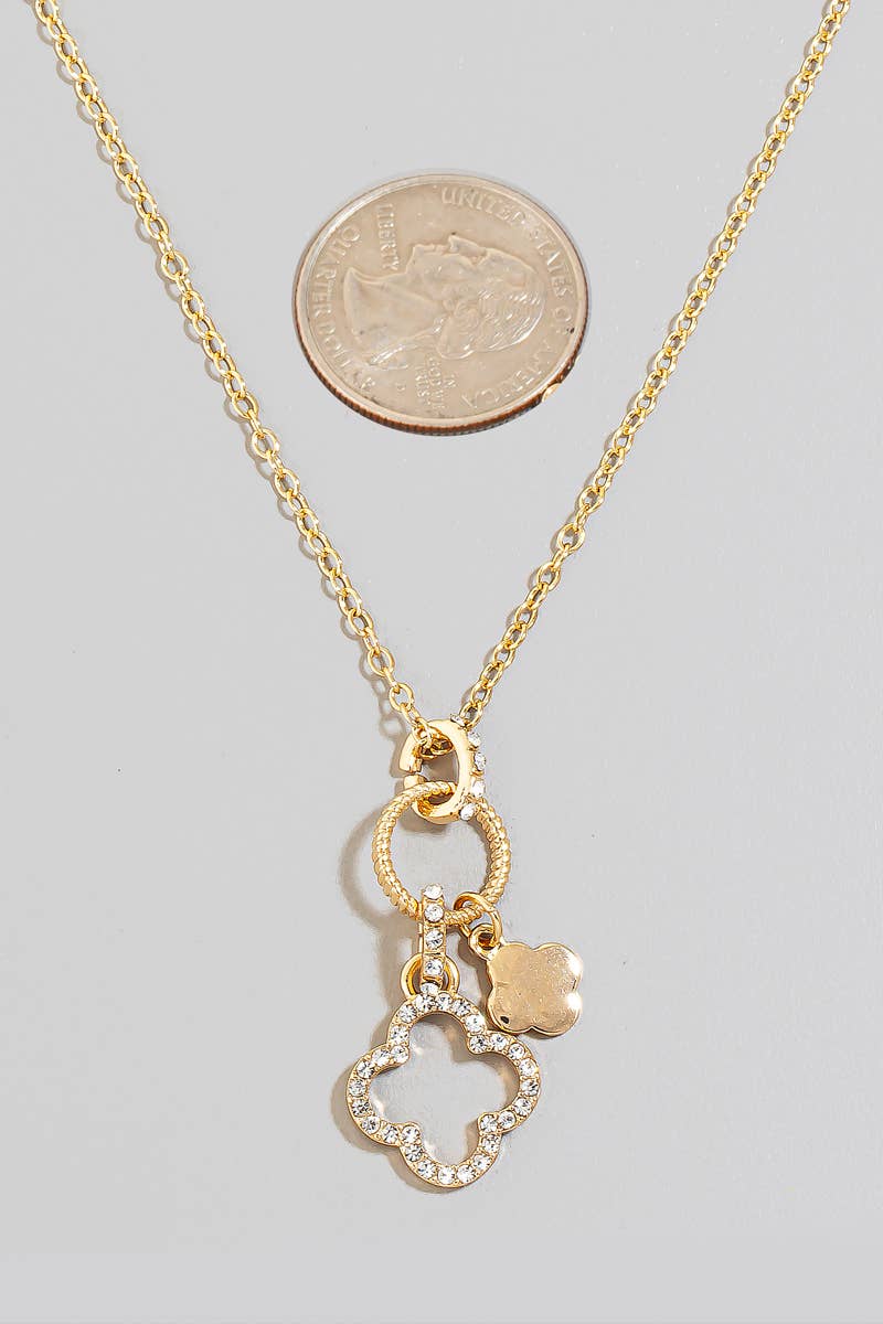 Mini Clover And Hoop Charms Chain Necklace