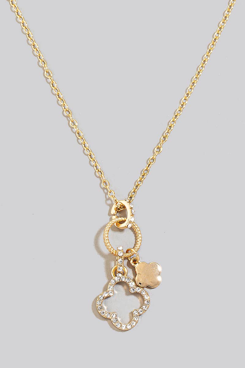 Mini Clover And Hoop Charms Chain Necklace