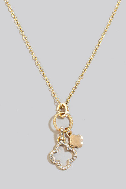 Mini Clover And Hoop Charms Chain Necklace