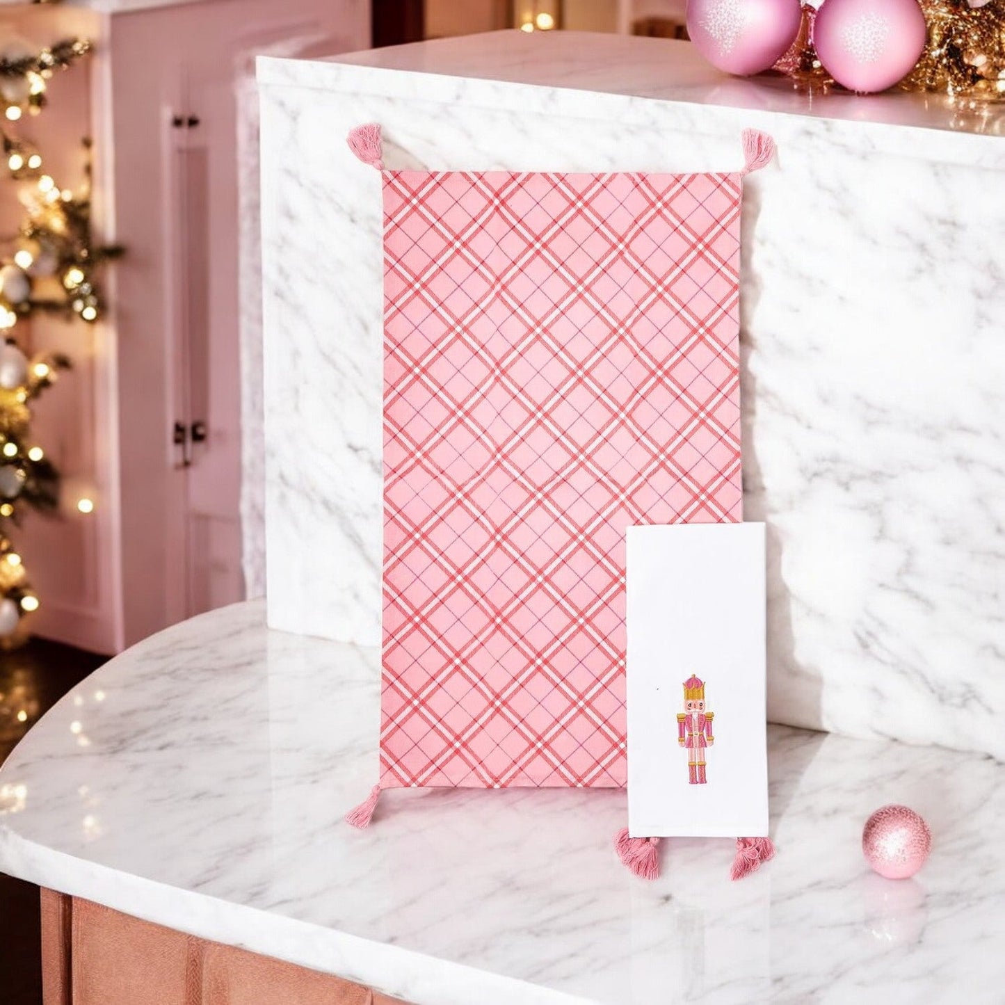 Nutcracker Tea Towel Pink