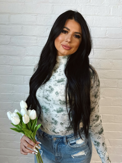Floral Mesh Long Sleeve Top