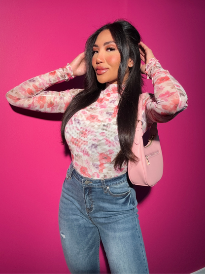 Floral Mesh Long Sleeve Top