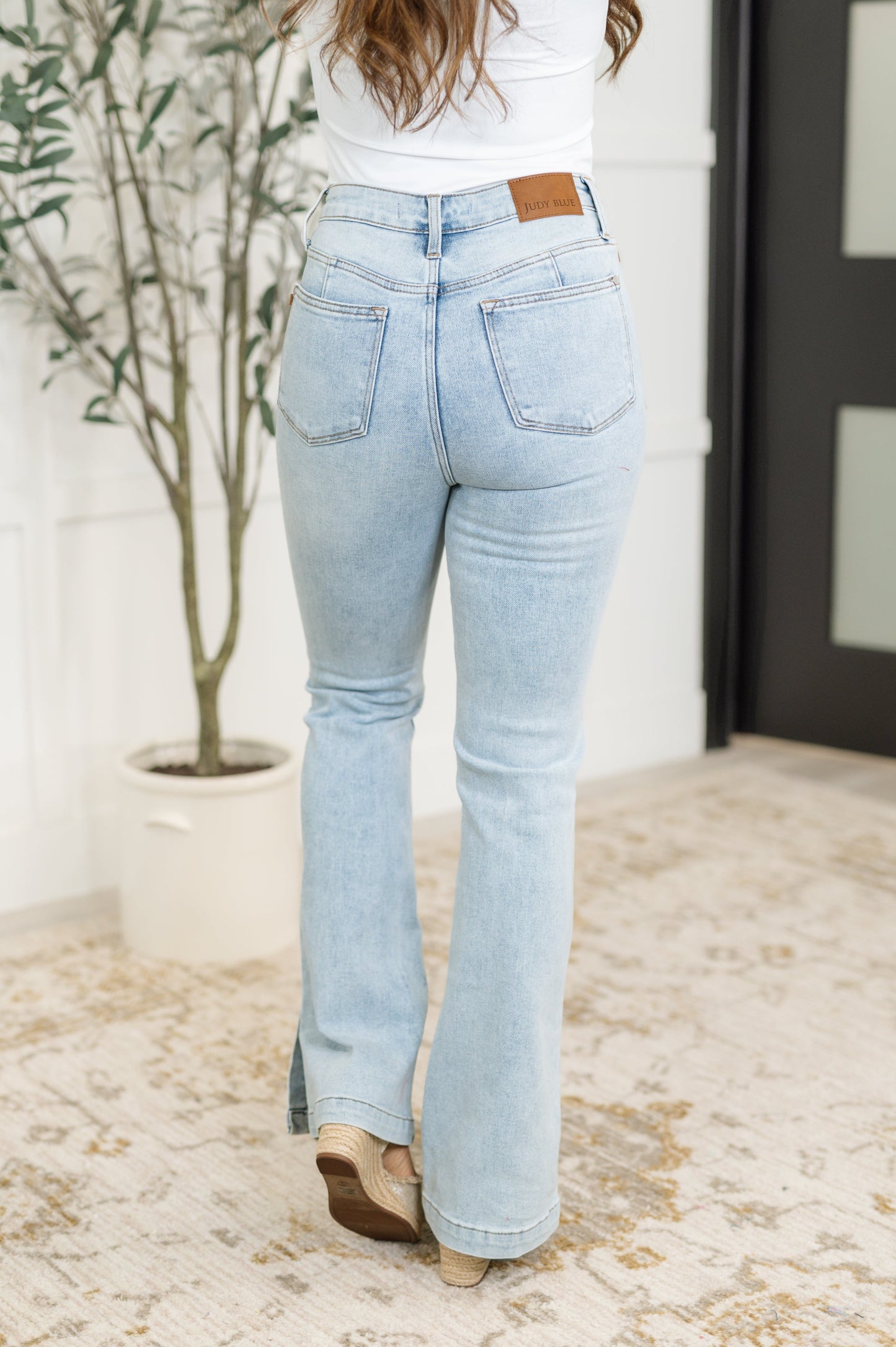 Alexis High Rise Control Top Slit Hem Slim Bootcut Jeans
