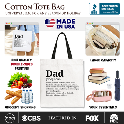 Dad Definition Canvas Tote Bag, Funny Fathers Day Gift Shopper