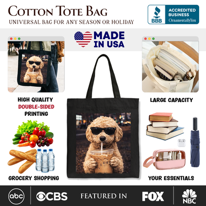 Poodle Iced Coffee Tote Bag, Funny Dog Parents Gift Shopper