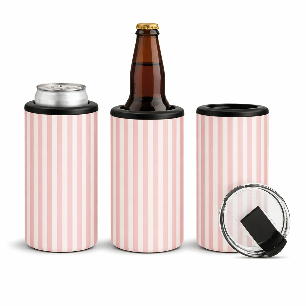 4-in-1 Blush Pink Pinstripe Tumbler