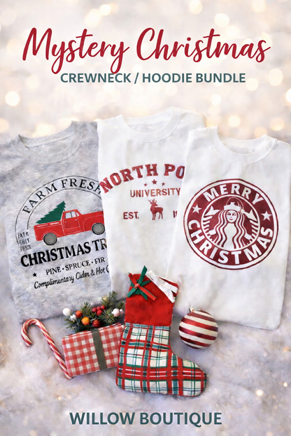 (2) Christmas Graphic Sweatshirt/Hoodie Bundle