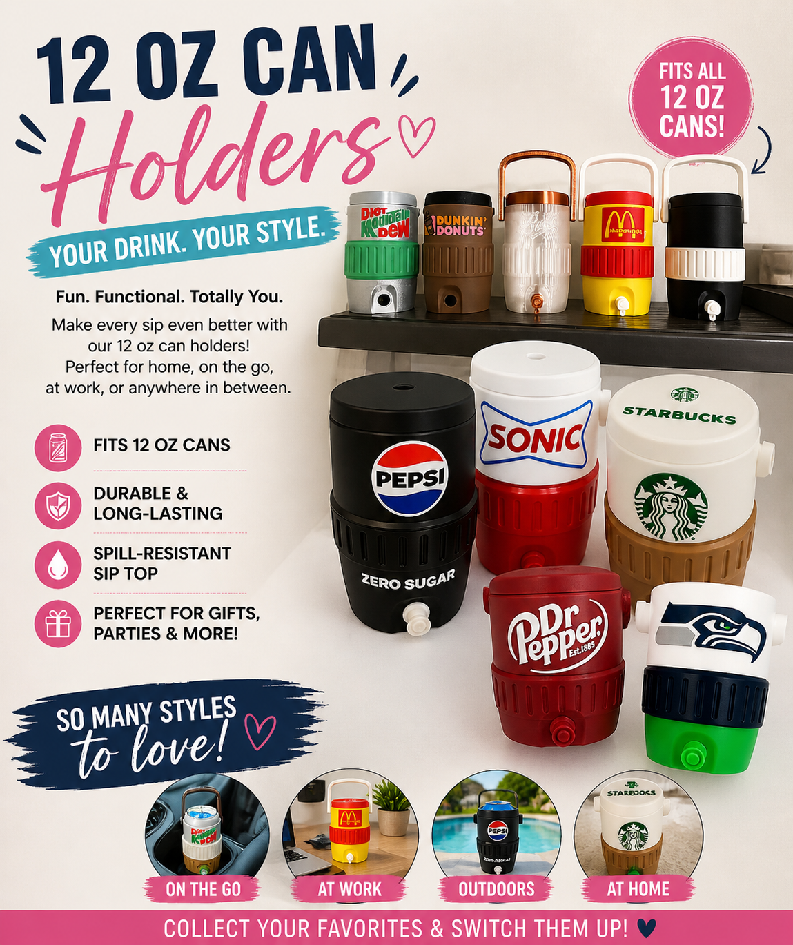 FRED-3D PRINTED CUSTOM 12 OUNCE CAN HOLDERS