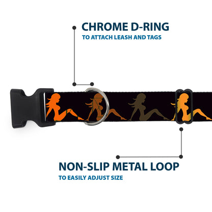 Plastic Clip Collar - Mud Flap Girl Repeat Black/Orange Fade