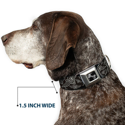 Dog Bone Seatbelt Buckle Collar - BD Logo Scattered Black/Gray