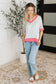 Dressed to Chill V-Neck Top in Heather/Grey/Ivory/Pink