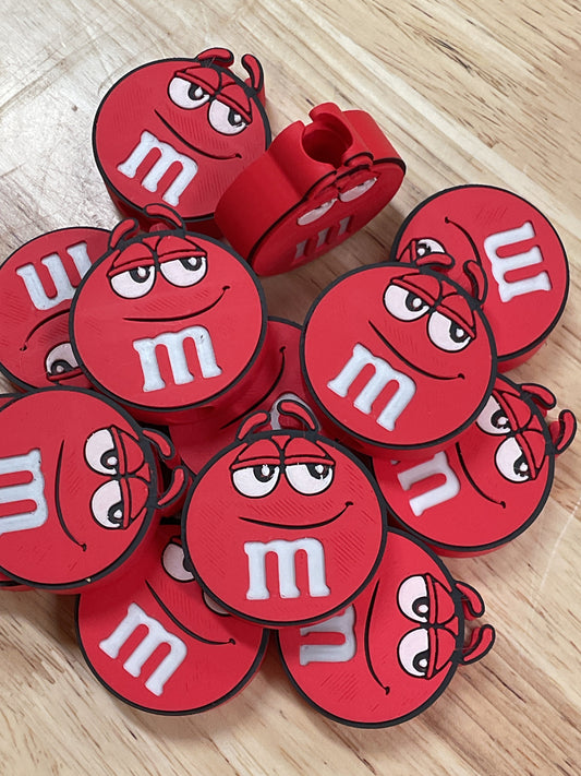Candy Red Straw Topper 3D Printed