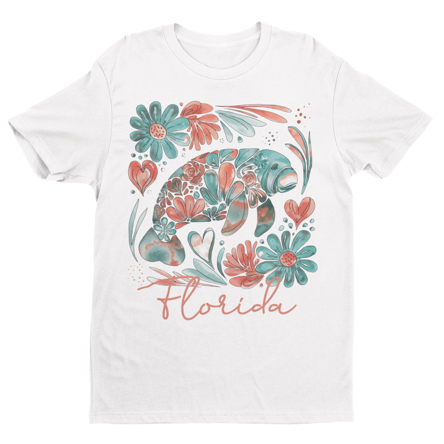 Floral Florida Manatee Youth & Toddler Graphic Tshirt