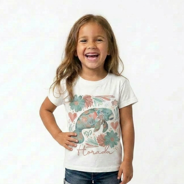 Floral Florida Manatee Youth & Toddler Graphic Tshirt