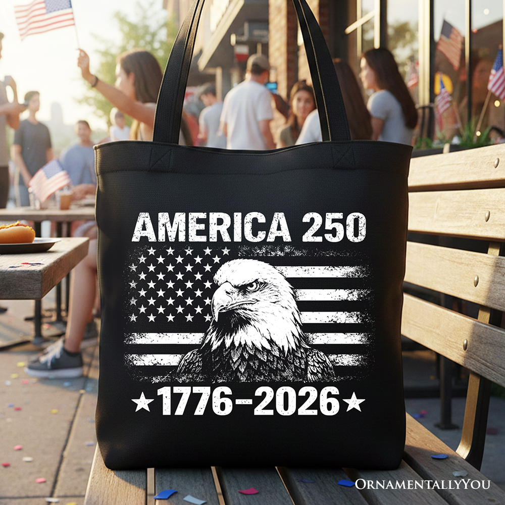 America 250 Freedom Flag Eagle Tote Bag, 4th of July USA Patriotic 1776–2026 Gift Shopper