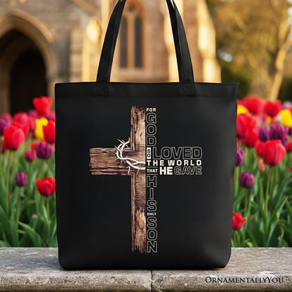 God Gave His Only Son Cross Tote Bag, Christian John 3:16 Faith Gift Shopper