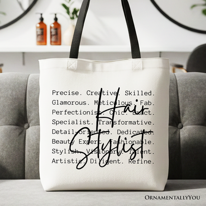 Hair Stylist Definition Canvas Tote Bag, Beauty Salon Appreciation Words Gift Shopper