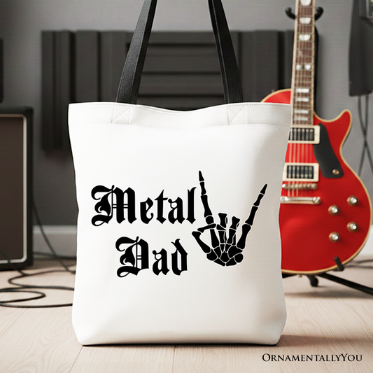 Metal Dad Skeleton Tote Bag, Rock Music Hand Sign Gift Shopper