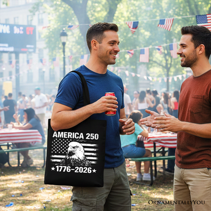 America 250 Freedom Flag Eagle Tote Bag, 4th of July USA Patriotic 1776–2026 Gift Shopper