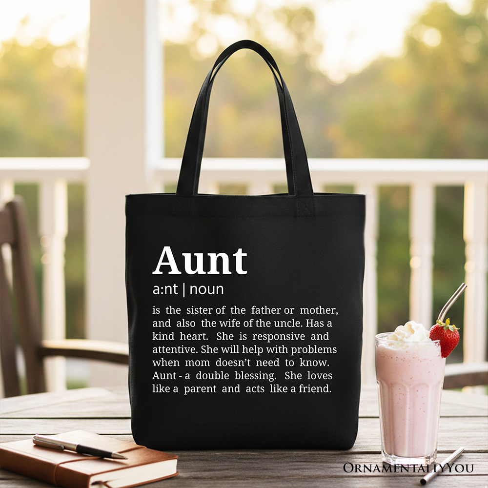 Aunt Definition Canvas Tote Bag, Funny Family Gift Shopper