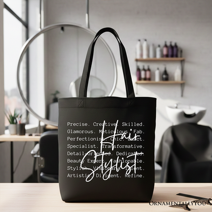 Hair Stylist Definition Canvas Tote Bag, Beauty Salon Appreciation Words Gift Shopper