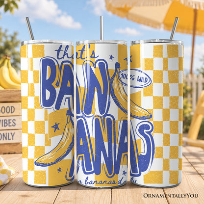That's Bananas Summer 20oz Personalized Tumbler With Lid and Stainless Steel Straw, Funny Tropical Fruit Gift Cup