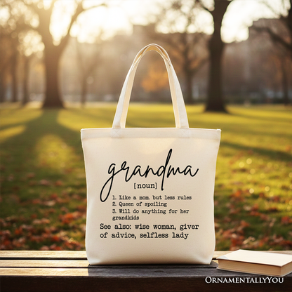 Grandma Definition Canvas Tote Bag, Funny Gift Shopper for Nana