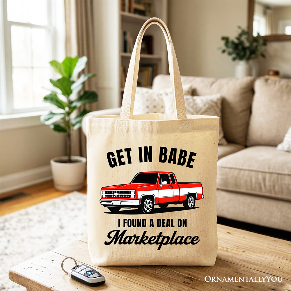 I Found A Deal On Marketplace Tote Bag, Funny Red Truck Gift Shopper