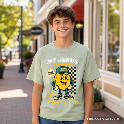 Kids Life Gave Me Lemons Jesus Lemonade T-Shirt, Funny Youth Christian Faith Retro Tee