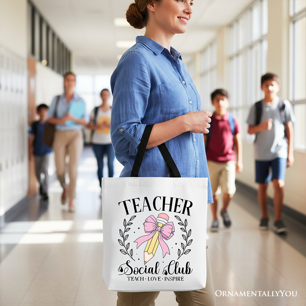 Teacher Social Club Tote Bag, Gift Shopper for Stylish Educators