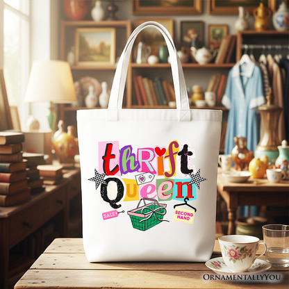 Thrift Queen Tote Bag, Colorful Second Hand Shopping Gift Shopper
