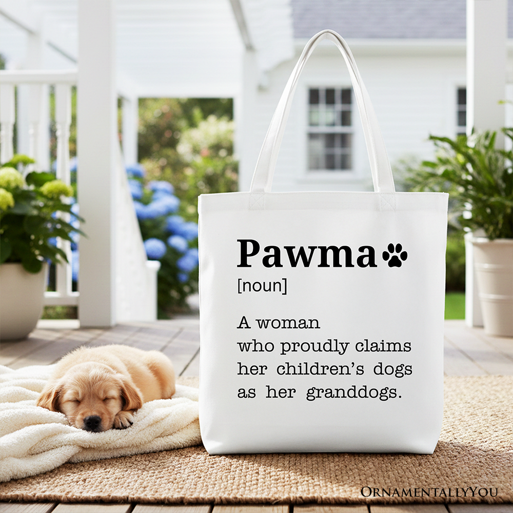 Pawma Definition Canvas Tote Bag, Funny Dog Lovers Mom Gift Shopper