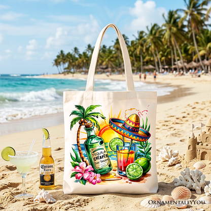 Tequila Cheaper Than Therapy Cinco De Mayo Tote Bag, Funny Beach Drink Gift Shopper