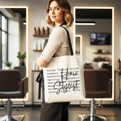 Hair Stylist Definition Canvas Tote Bag, Beauty Salon Appreciation Words Gift Shopper
