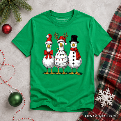 Kids Vintage Christmas Silly Goose T-Shirt, Snowman Spoof Winter Youth Tee