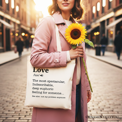 Love Not My Problem Anymore Definition Canvas Tote Bag, Sarcastic Gift Shopper for Exes