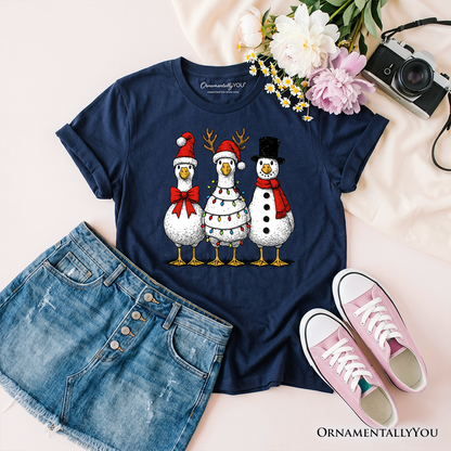 Kids Vintage Christmas Silly Goose T-Shirt, Snowman Spoof Winter Youth Tee