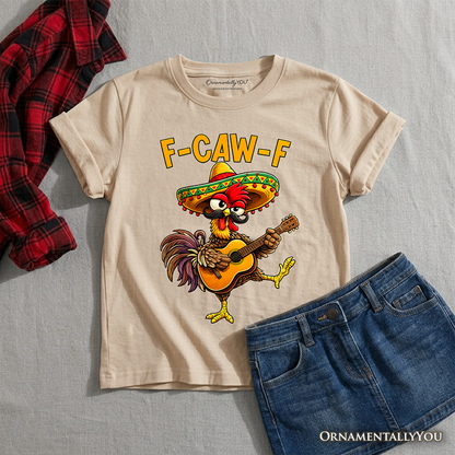 Kids F-CAW-F Rooster Cinco De Mayo T-Shirt, Funny Mexican Youth Tee