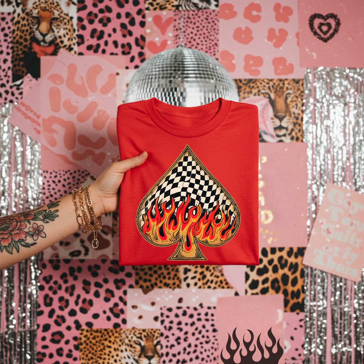 Flamin Checkered Spade Tee