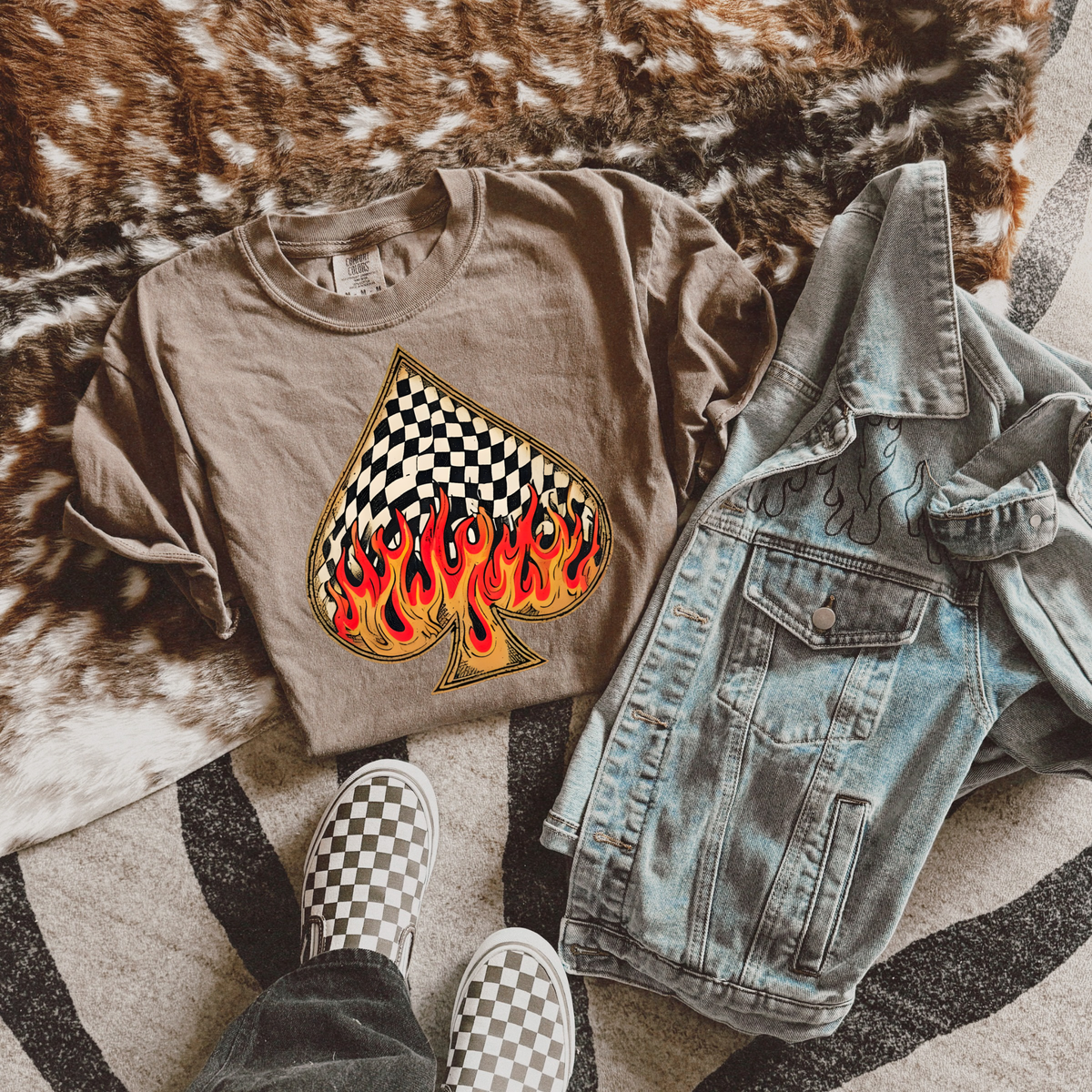 Flamin Checkered Spade Tee