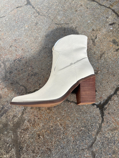 Harmony Classic Low Calf Heeled Pointed Toe Boot - Beige
