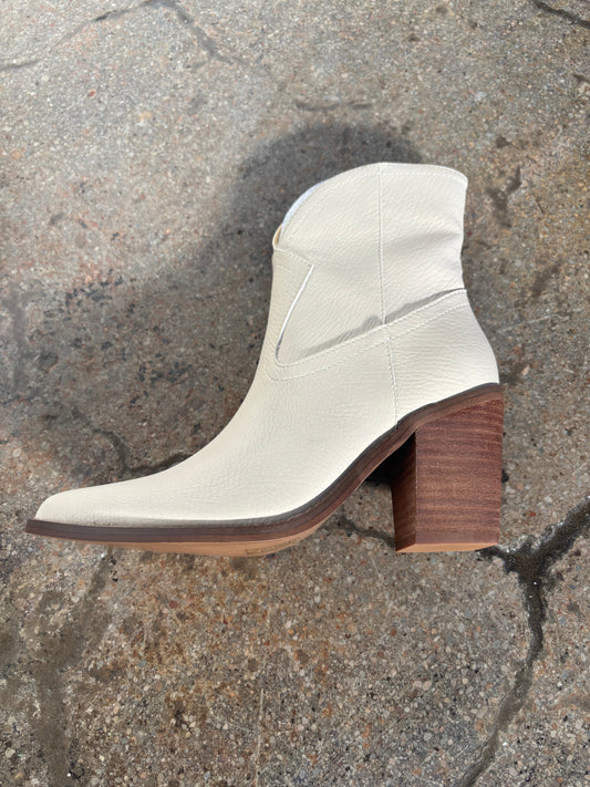 Harmony Classic Low Calf Heeled Pointed Toe Boot - Beige